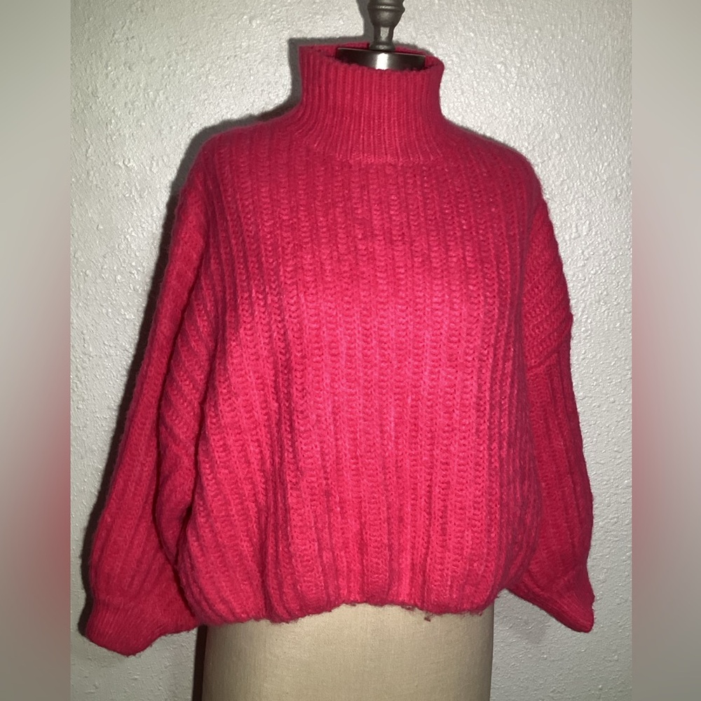 Milky hot pink high neck sweater size medium